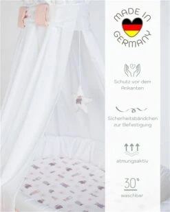 Mionido Stubenwagen Maxi Natur Pyjamabär Rosa Mit Garnierung, Matratze Und Matratzenbezug -Roba Verkäufe 2024 0300 23 14