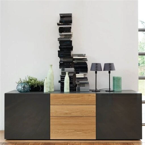 Now! Vision By Hülsta Sideboard 4R 2 Türen 70x211x52 - 2 Schubladen - Lack-grau/Natureiche -Roba Verkäufe 2024 1421 huelsta now vision 151040f2 2