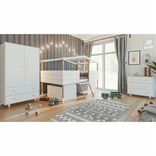 Nature Kid Noah/Genova Kinderzimmer Weiß/natur 4-teilig Mit Hausbett 90 X 200 Cm -Roba Verkäufe 2024 200626 malibu genova ambiente 1 2k