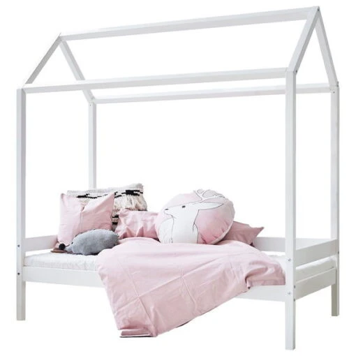 Hoppekids ECO Comfort Hausbett Weiß Kinderbett In 70 X 160 Cm - Mit Hausdach -Roba Verkäufe 2024 30 0008 32 07m pink 1