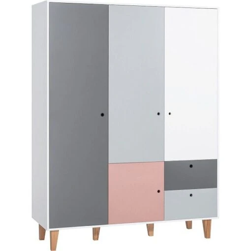 VOX Concept Baby Kleiderschrank 3-türig Pink White/grey/graphite -Roba Verkäufe 2024 5020019 concept szafa 3drzwiowa 0007 roz 1