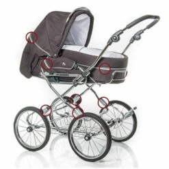 HESBA Corrado Kinderwagen Außen 796, Innen 227 Teilleder - Räder Schwarz 30 Cm, Griff Braun -Roba Verkäufe 2024 9002 sicherheitsaustattung tuev 10