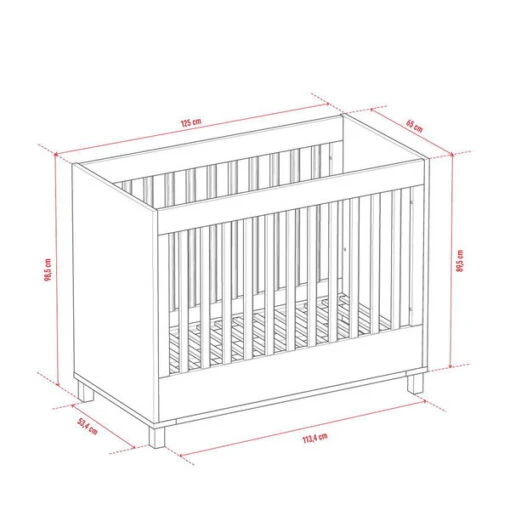 VOX Altitude Babybett 60x120 Graphit/eiche -Roba Verkäufe 2024