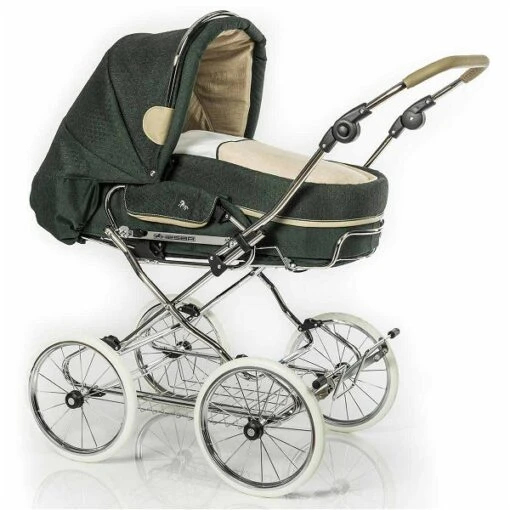 HESBA Condor Coupe Kinderwagen Außen 682 Innen 230 Teilleder Räder Weiß 30 Cm, Ledergriff Greige -Roba Verkäufe 2024 condor coupe 300eva fb682 230 lg greige