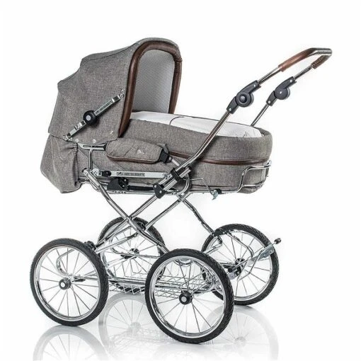 HESBA Corrado Kinderwagen Außen 796, Innen 227 Teilleder - Räder Schwarz 30 Cm, Griff Braun -Roba Verkäufe 2024 corrado 300sl fb796 227 lg braun 2