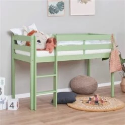 Hoppekids ECO Comfort Halbhohes Bett Pale Green 70 X 160 Cm - Ohne Lattenrost -Roba Verkäufe 2024 halbhochbett green 70x160 2