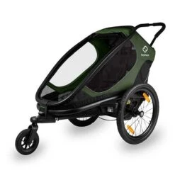 Hamax Outback Fahrradanhänger Grün/Schwarz Inkl. Deichsel & Buggyrad -Roba Verkäufe 2024 hamax outback single bike trailer stroller jogger child green 2