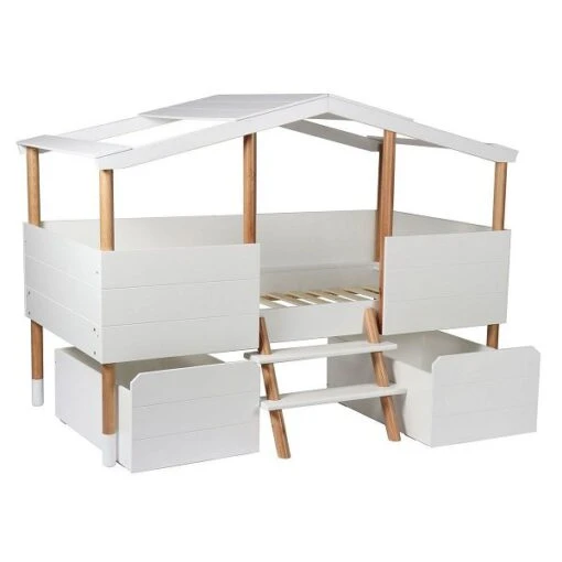 Nature Kid Noah/Genova Kinderzimmer Weiß/natur 4-teilig Mit Hausbett 90 X 200 Cm -Roba Verkäufe 2024 huettenbett malibu strandhausbett inselbett schubladen 1 1