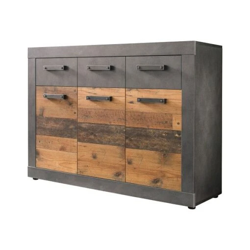 Trendteam Indy Kommode 3 Schubkästen, 3 Türen Old Wood / Graphit Grau -Roba Verkäufe 2024 indy ko 1879 866 23 dynamisch freisteller