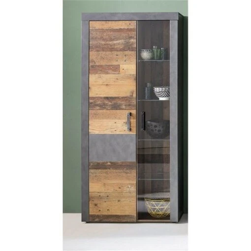 Trendteam Indy Vitrine Old Wood / Graphit Grau -Roba Verkäufe 2024 indy wo 1879 136 23 frontal ohne licht