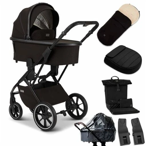 Moon Piú Kombi-Kinderwagen Black/black Matt Zubehör Bundle -Roba Verkäufe 2024 k24 piu 64960630 wanne black 633 6 backleft zubehoer bundle