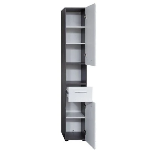 Trendteam Line Hochschrank Weiß Hochglanz / Sardegna Rauchsilber -Roba Verkäufe 2024 line bd 1898 103 03 frontal geoeffnet freisteller