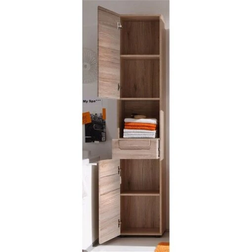 Trendteam Malea Badmöbel-Set 5-teilig Mit Spiegelschrank | Eiche San Remo Hell -Roba Verkäufe 2024 malea bd 1324 103 90 geoeffnet 2