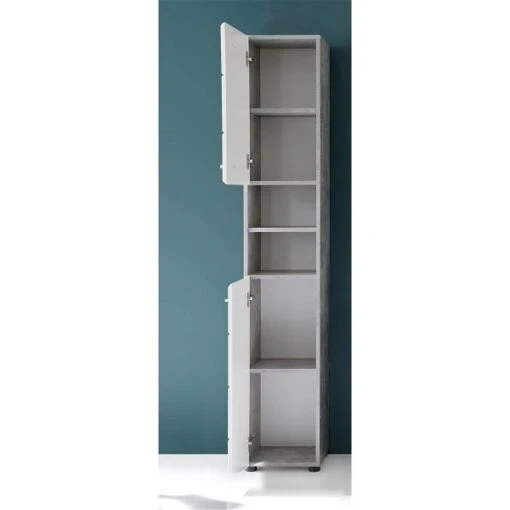 Trendteam Nano Hochschrank Weiß / Beton Stone -Roba Verkäufe 2024 nano bd 1846 101 35 frontal geoeffnet