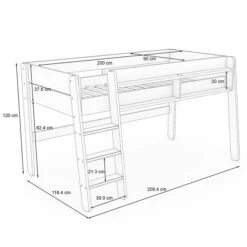Nature Kid Noel Hochbett Weiß/natur Mittelhoch 90 X 200 Cm -Roba Verkäufe 2024 novara mittelbett skizze