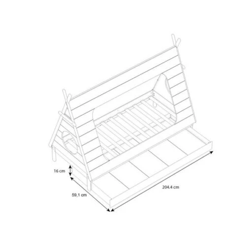 Nature Kid Ponca Tipibett Weiß 90 X 200 Cm Mit Bettschublade Liegefläche 90 X 190 -Roba Verkäufe 2024 ponca tipi bett mit schubkasten sketch 1 1