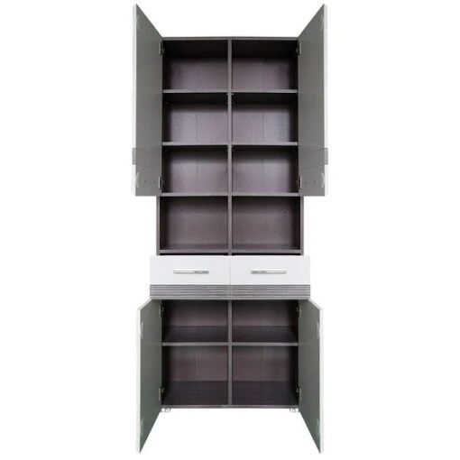 Trendteam Set-One Bad Hochschrank Breit Weiß / Rauchsilber -Roba Verkäufe 2024 setone bd 1336 105 03 geoeffnet freisteller