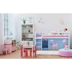 Hoppekids Halbhohes Bett ECO Luxury 90x200 Cm Mit Gerader Leiter & Absturzsicherung -Roba Verkäufe 2024 unicorn premium halfhigh milieu 3 gr 1