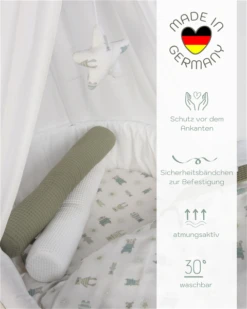 Mionido Stubenwagen Maxi Weiß Pyjamabär Grün Mit Garnierung, Matratze Und Matratzenbezug -Roba Verkäufe 2024 v1 560 80 usp