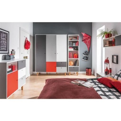 VOX Concept Jugendzimmer 3türig Red White/grey/graphite -Roba Verkäufe 2024 zimmer red 3t gr 1